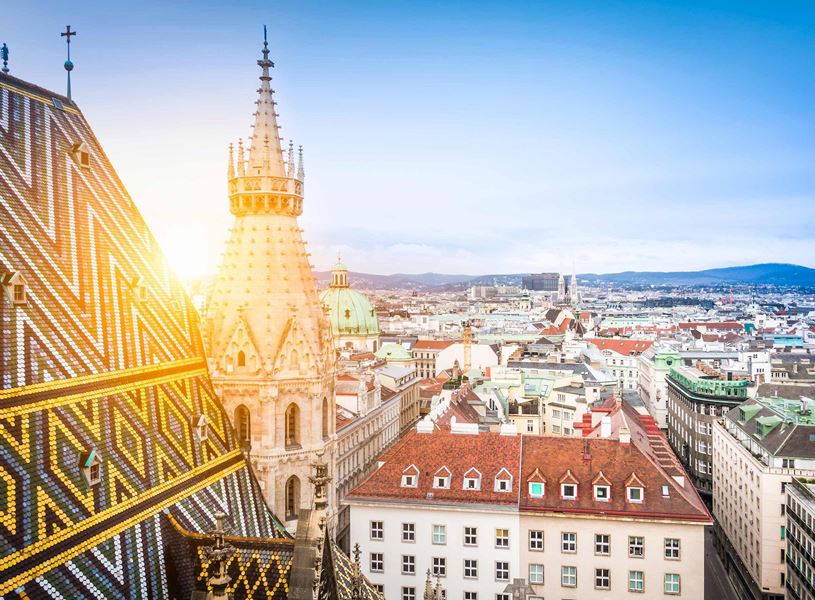 Aerial view of St. Stephen's Cathedral in Vienna, Austria