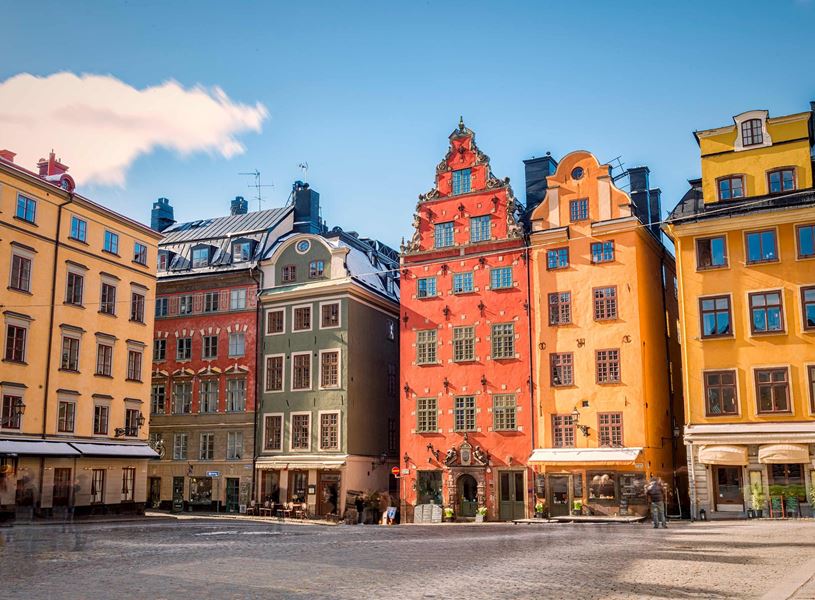 Houses on Stortorget Square in Stockholm, Sweden