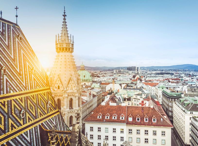Cityscape and St. Stephens Cathedral in Vienna, Austria