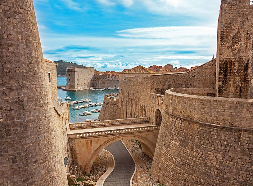 Fortress in Dubrovnik with harbour views in Croatia