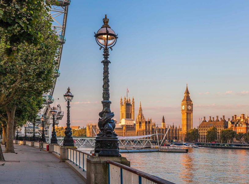 River Thames with Big Ben, Westminster and London Eye at sunset