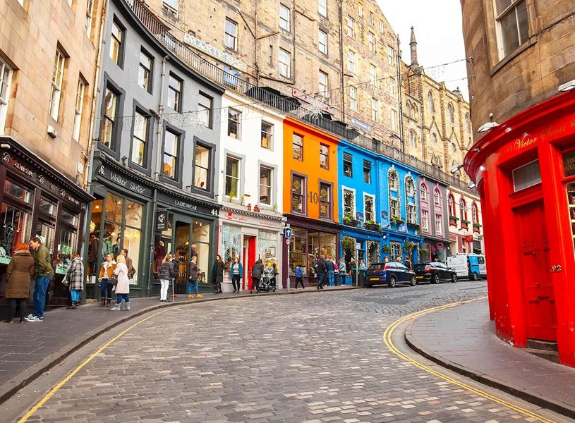 West Bow Street in Edinburgh, Scotland