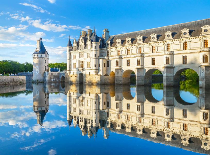 Chateau de Chenonceau in Loire Valley, France from the water