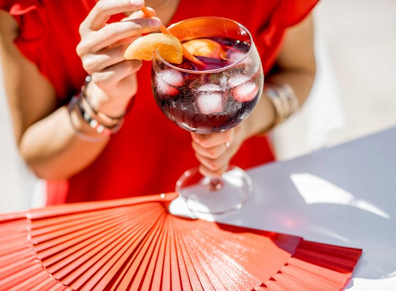 Woman with Sangria in Madrid, Spain