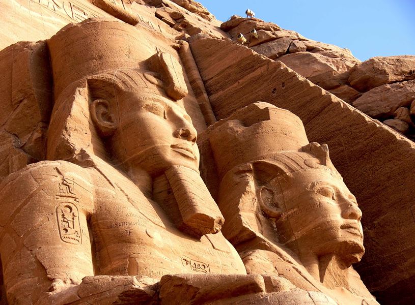 Egyptian Pyramid Statues in Aswan, Egypt