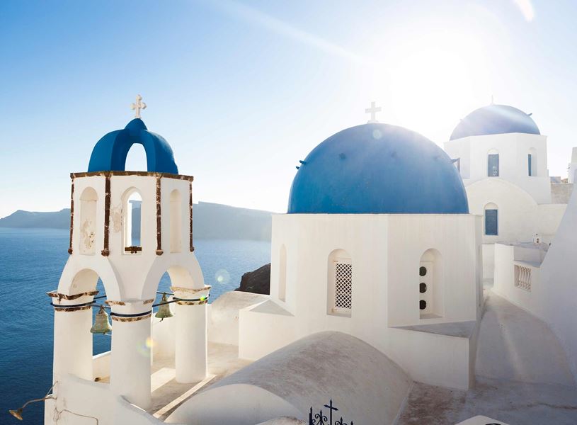 Church Domes in Santorini, Greece