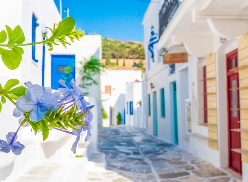 Street and Houses in Mykonos, Greece