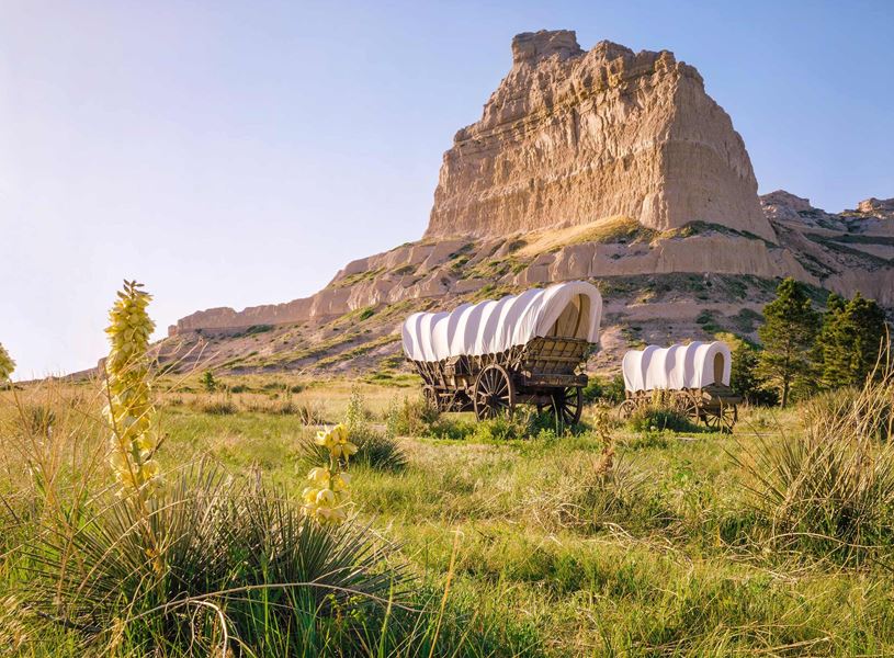 Wagons in Oregon Trail, USA