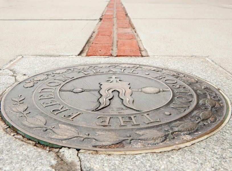 Freedom Trail Marker in Boston, USA