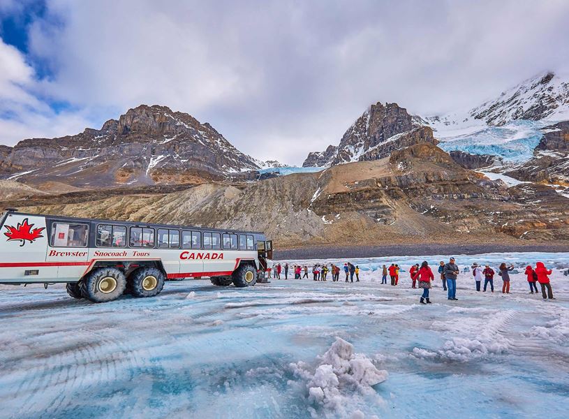 People on the Glacier Walk in Athabasca Glacier, Canada