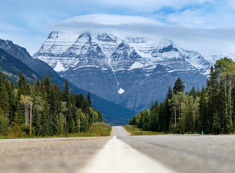 Road and View of Mount Robson, Canada