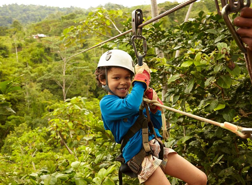 Boy Zip Lining in Arenal, Costa Rica