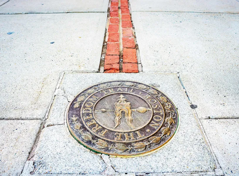 Freedom Trail Marker in Boston, USA