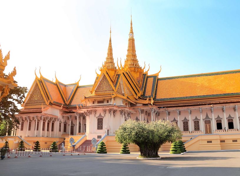 Exterior of Temple of Emerald Buddha, Royal Palace in Phnom Penh, Cambodia