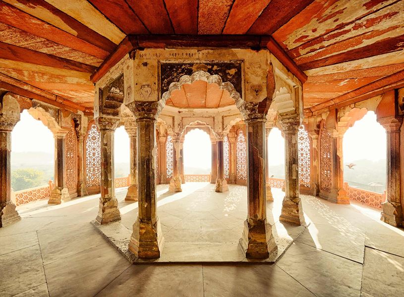 View from the sunlit balcony of Agra Fort, Agra, India 