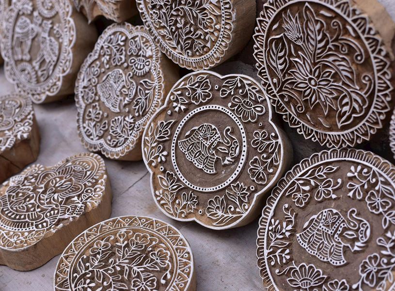 Printing block stamps for textile design, Jaipur, India