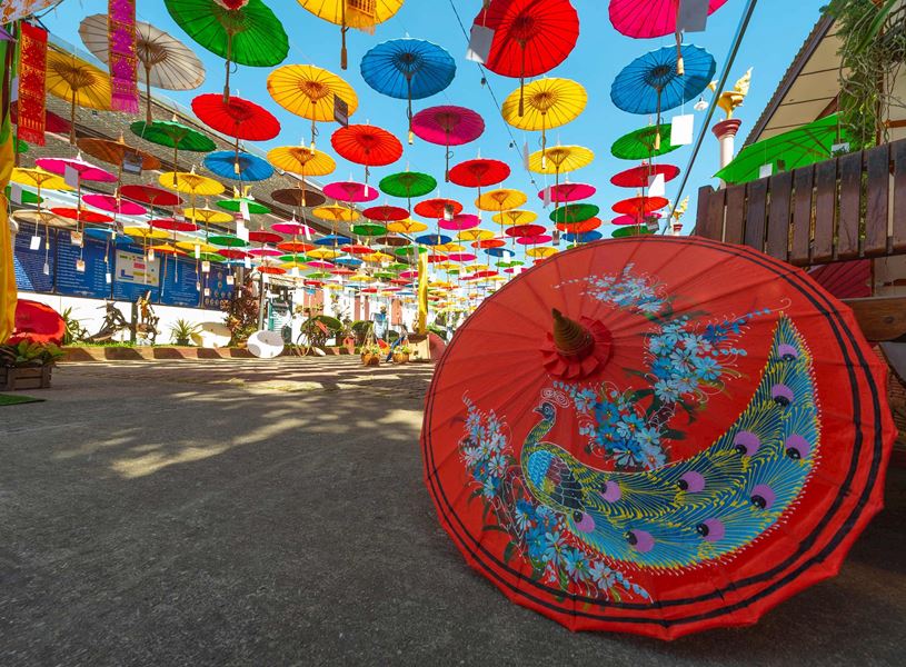 Umbrellas at Wat Tha Luk in Chiangmai, Thailand