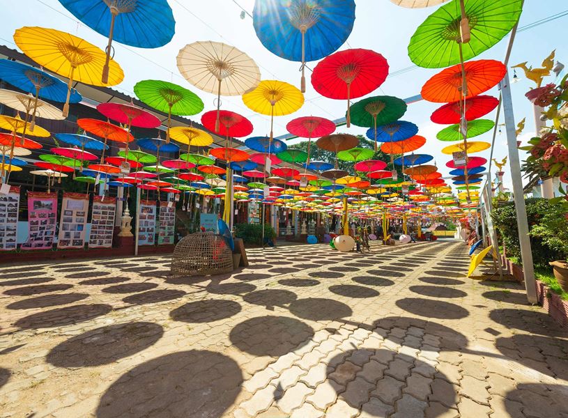 Umbrellas at Wat Tha Luk in Chiangmai, Thailand