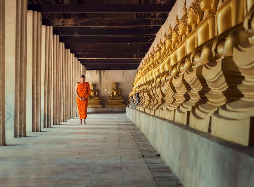 Monk in Temple, Ayutthaya, Thailand