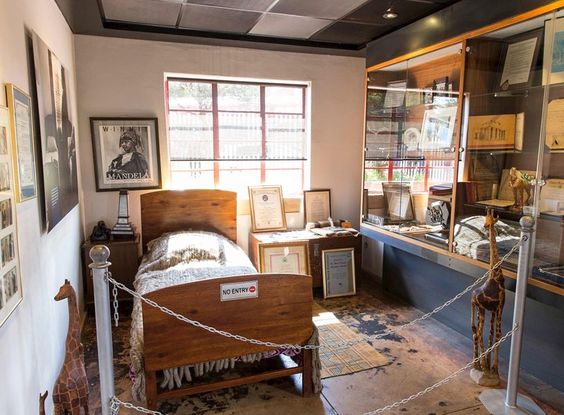 Mandela House museum interior with original furniture, pictures and letters, Johannesburg