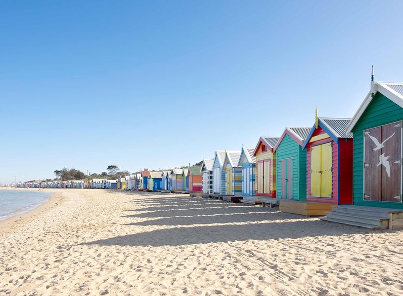 Bathing houses on Brighton Beach in Melbourne, Australia