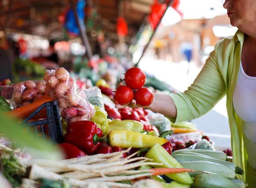 Woman in a market in Hobart, Australia