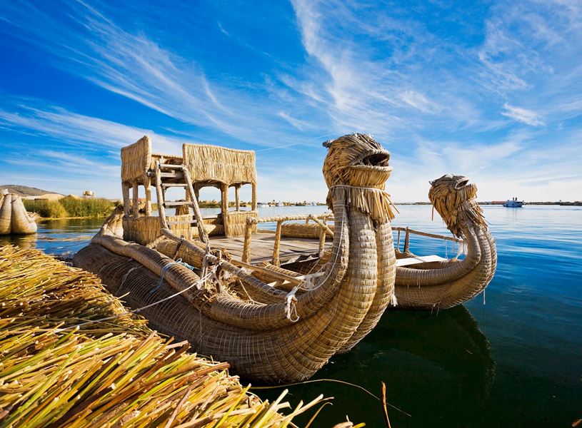 Reed Boat In Lake Titicaca, Peru