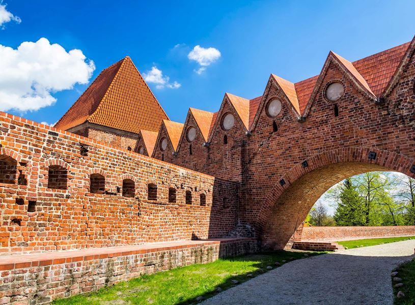 Medieval city walls in old town Torun, Poland 