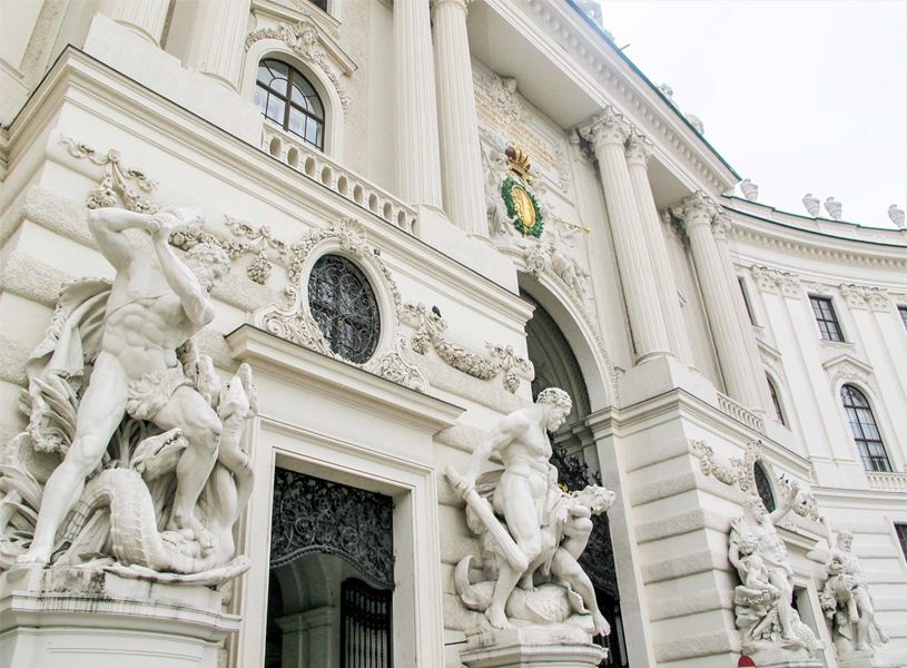 Hofburg Palace entrance with architectural details in Vienna, Austria