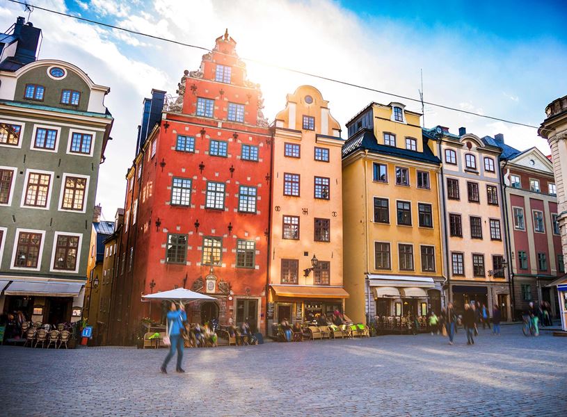 Houses on Stortorget Square in Stockholm, Sweden