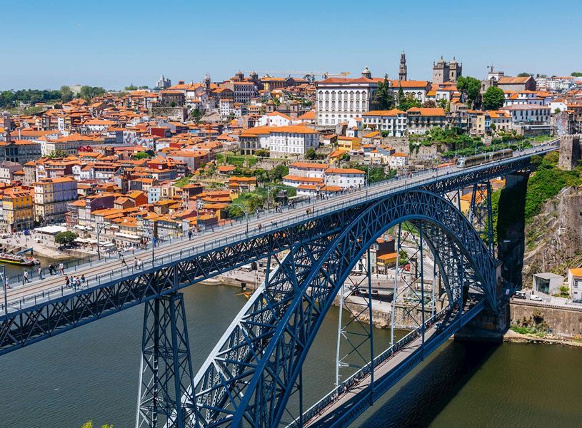 View of Porto and Dom Luis I Bridge, Portugal