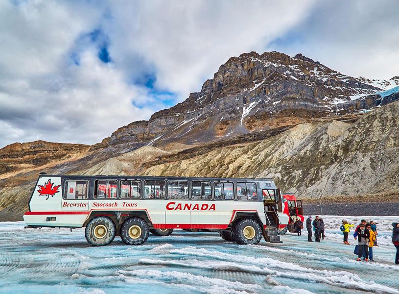 People on the Glacier Walk in Athabasca Glacier, Canada