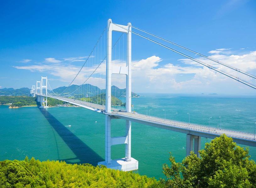 Kurushima Kaikyo Bridge of Setouchi Shimanami Kaido Expressway, Omishima Island, Japan