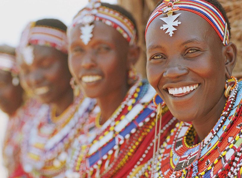 Maasai tribe villagers in Maasai Mara National Reserve, Kenya