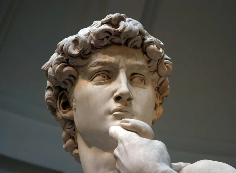 Close-up of Michelangelo’s David sculpture