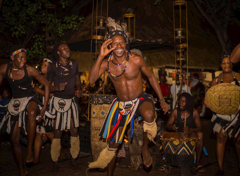 Traditional music and dance performed by locals at Victoria Falls, Zimbabwe