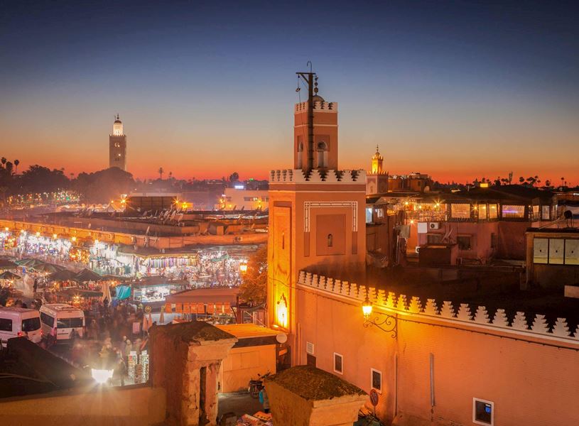 See Marrakesh by night with dinner in Morocco
