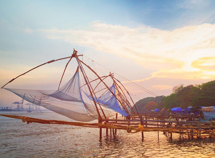 The unique Chinese fishing nets at Fort Kochi, India