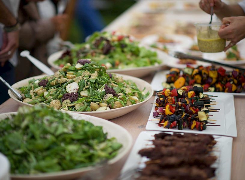 Plates of barbeque meals at The Samburu National Reserve, Kenya