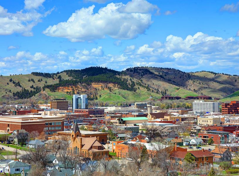 Aerial view of Rapid City, South Dakota, USA