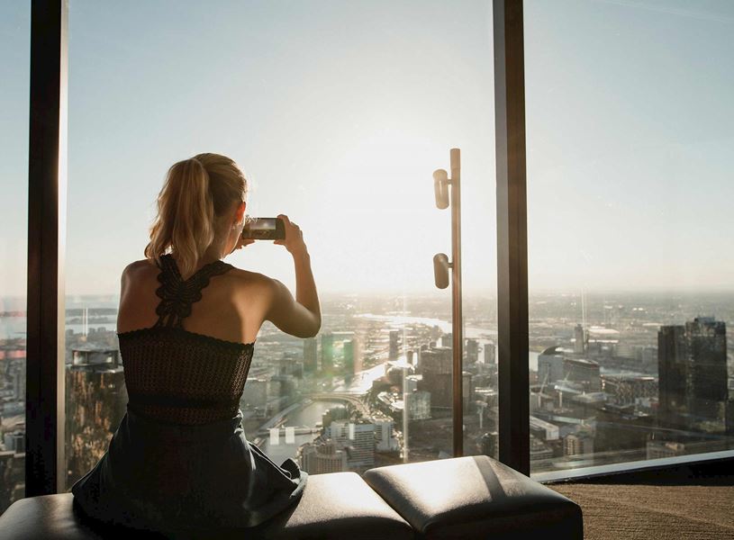 Enjoy 360 degree floor-to-ceiling views at the Eureka Skydeck in Melbourne, Australia