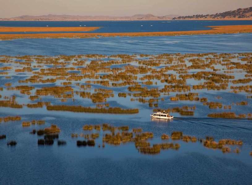 Boat cruise on Lake Titicaca in Peru