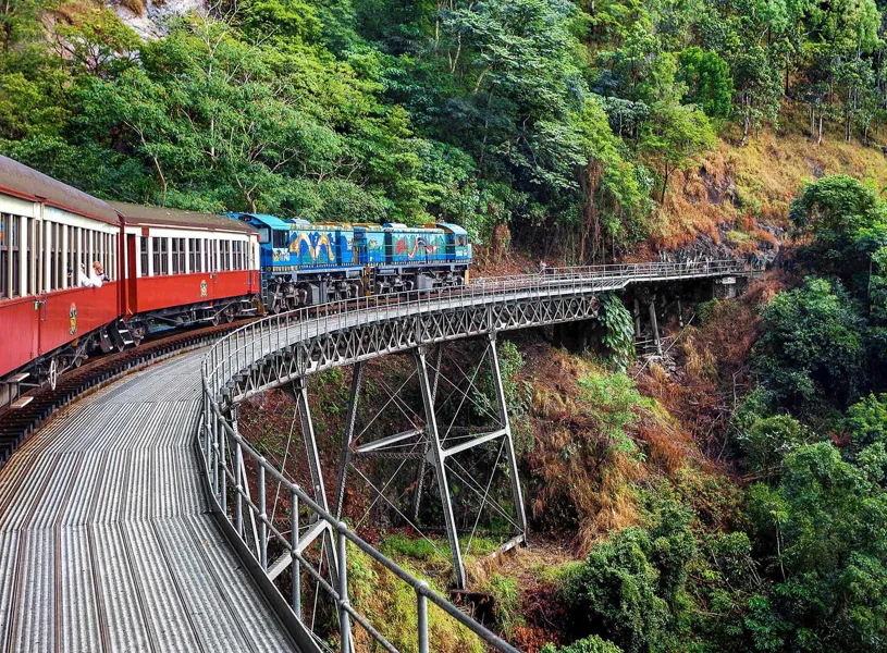 Board The Kuranda Scenic Rail for a tour in Cairns, Australia