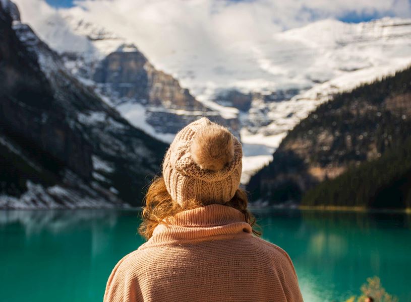 Hike along the Lake Louise shoreline and to the Plain of Six Glaciers Teahouse, Alberta, Canada
