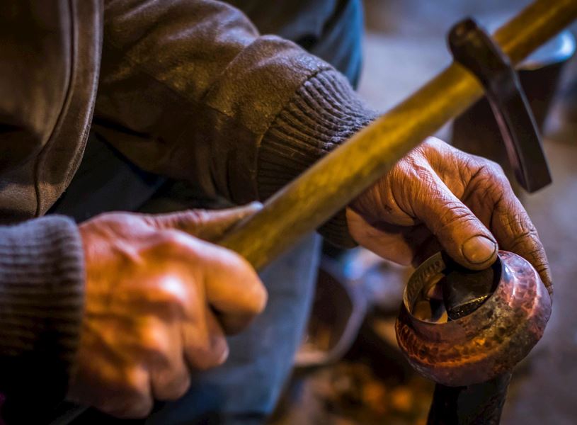 Enjoy a guided tour and demonstration of the Gilles family Copper Art Studio and Workshop, Canada