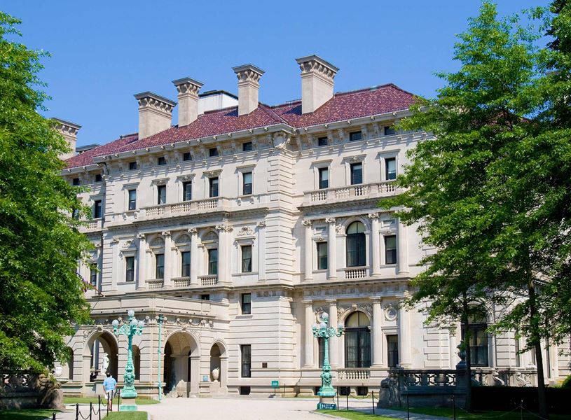 See the magnificent Newport Mansions on Bellevue Avenue built by the wealthiest New York families in the 19th Century, USA
