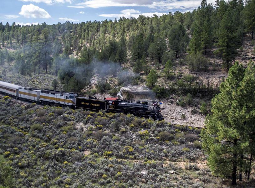 Take the Grand Canyon Railway from Grand Canyon Village in Arizona, USA