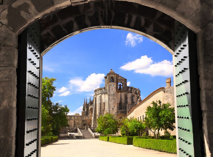 The old gate of Templar Convent of Christ in Tomar, Portugal 