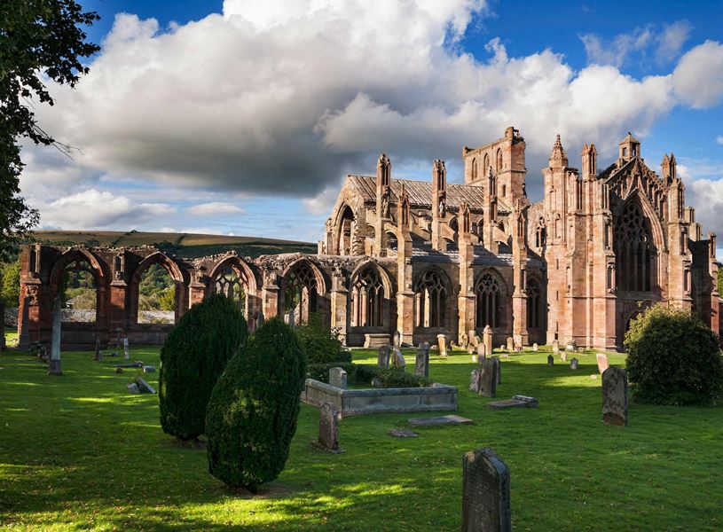 Historic ruins of Melrose Abbey, Scotland
