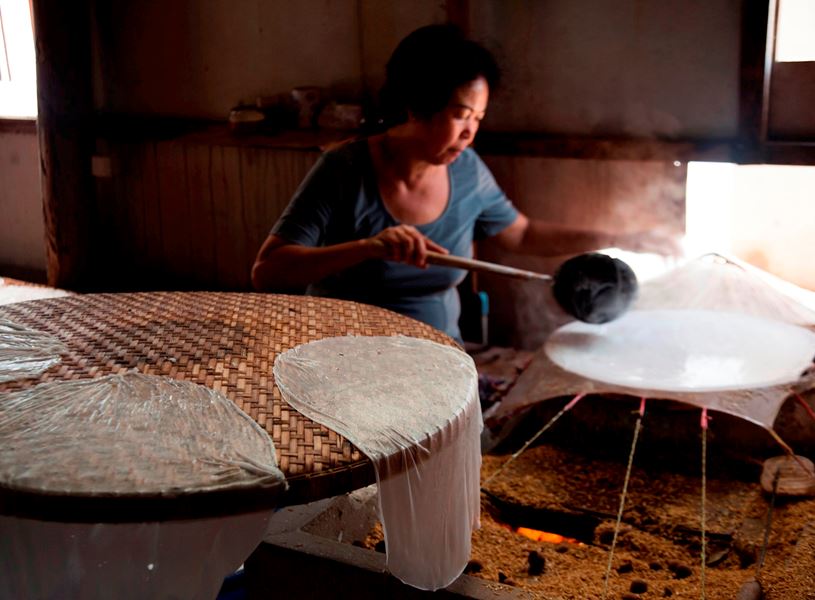 Rice Paper making Mekong Delta